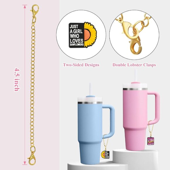 20 PCS Cute Handle Charm Set for Water Bottle Tumbler Keychain Gift - Picture 3 of 7